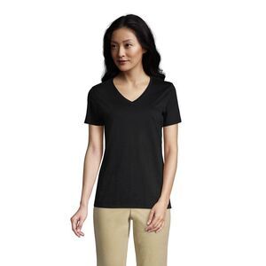 Lands' End -  Women's Relaxed Supima Cotton V-Neck T- Black